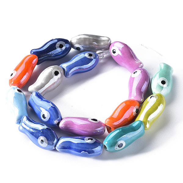 

PandaHall Handmade Porcelain Ceramic Beads Strands, Famille Rose Style, Fish, Mixed Color, 20x10x8mm, Hole: 1.8mm, about 16pcs/strand, 12.01..., Multicolor
