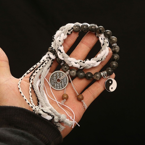 

PandaHall Wuji Mountain Ghost Spends Money Bracelets, Hanging Rope Black and White Yin Yang New Chinese China-Chic Retro Tibetan Hand String...