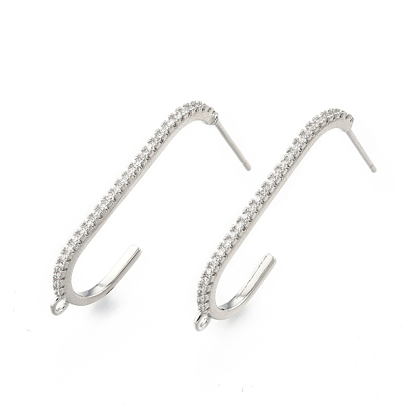 

PandaHall Brass Clear Cubic Zirconia Stud Earring Findings, with Horizontal Loops, Oval, Cadmium Free & Nickel Free & Lead Free, Real...