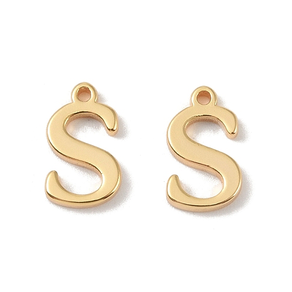 

PandaHall Brass Pendants, Real 18K Gold Plated, Letter S, 9.5x6x1.3mm, Hole: 0.8mm Brass Letter S
