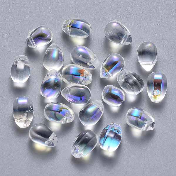 

PandaHall Transparent Spray Painted Glass Charms, AB Color Plated, Teardrop, Clear AB, 9x6x6mm, Hole: 1mm Glass Teardrop White