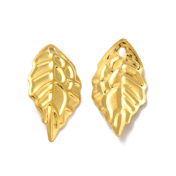 

PandaHall Iron Pendants, Etched Metal Embellishments, Leaf Charm, Golden, 18x10x2mm, Hole: 1.2mm Iron Leaf