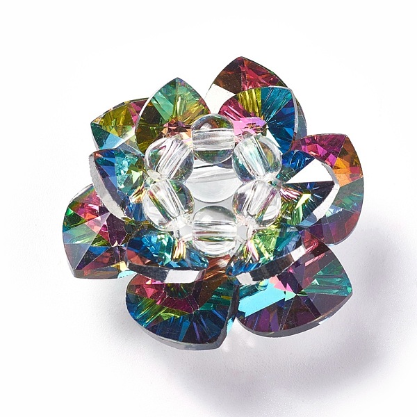 

PandaHall Glass Woven Beads, Cluster Beads, Lotus, Colorful, 35x19mm, Hole: 8mm Glass Flower