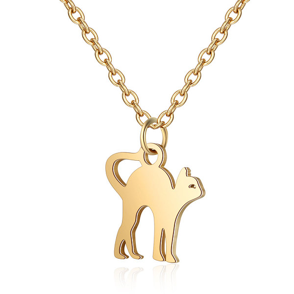 

PandaHall 201 Stainless Steel Kitten Pendants Necklaces, Stretching Cat, Golden, 16.3 inch(40cm)x1mm 201 Stainless Steel