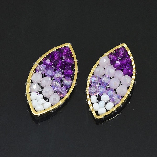 

PandaHall Handmade Woven Pendants, with Glass and Brass Findings, Cadmium Free & Nickel Free & Lead Free, Long-Lasting Plated, Horse Eye..., Purple
