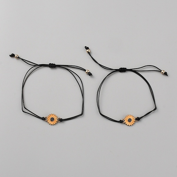 2-teiliges Set mit Sonnenblumen-Gliederarmbändern aus Legierung