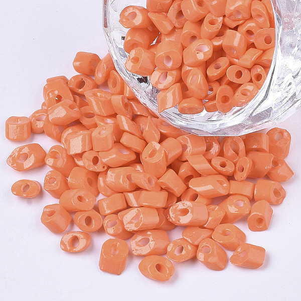 

PandaHall 6/0 Baking Paint Glass Seed Beads, Oblique Cut Beads, Opaque Colours, Dark Orange, 6/0, 4~8x3.5~4.5x2.5~3mm, Hole: 0.9mm, about...