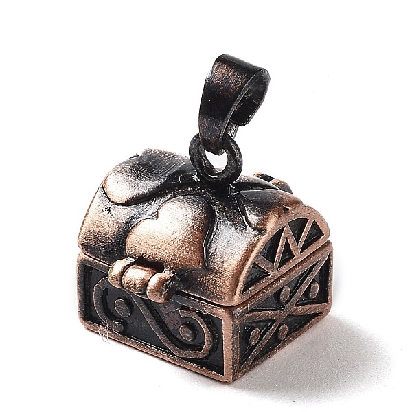 Carved Cuboid Rack Plating Brass Prayer Box Pendants