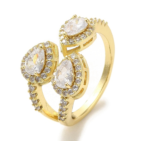 

PandaHall Brass Micro Pave Cubic Zirconia Rings for Women, Long-Lasting Plated, Teardrop, Golden, Adjustable Brass+Cubic Zirconia Teardrop