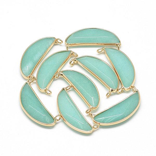 

PandaHall Natural White Jade Pendants, with Brass Findings, Faceted, Dyed, Pea, Golden, Medium Aquamarine, 32x15x5.5mm, Hole: 2mm White Jade...