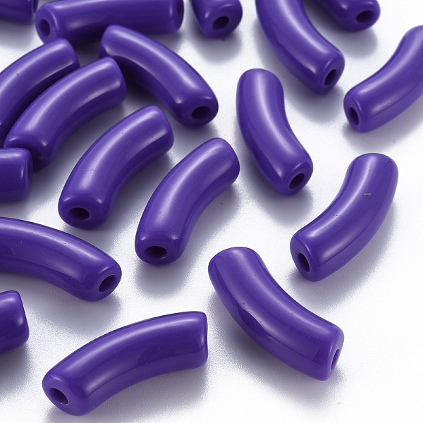 

PandaHall Opaque Acrylic Beads, Curved Tube, Dark Slate Blue, 36x13.5x11.5mm, Hole: 4mm, about 133pcs/500g Acrylic Tube