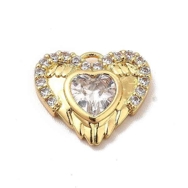 

PandaHall Rack Plating Brass Micro Pave Cubic Zirconia Charms, Cadmium Free & Lead Free, Long-Lasting Plated, Heart with Wing Charm, Real..., Clear
