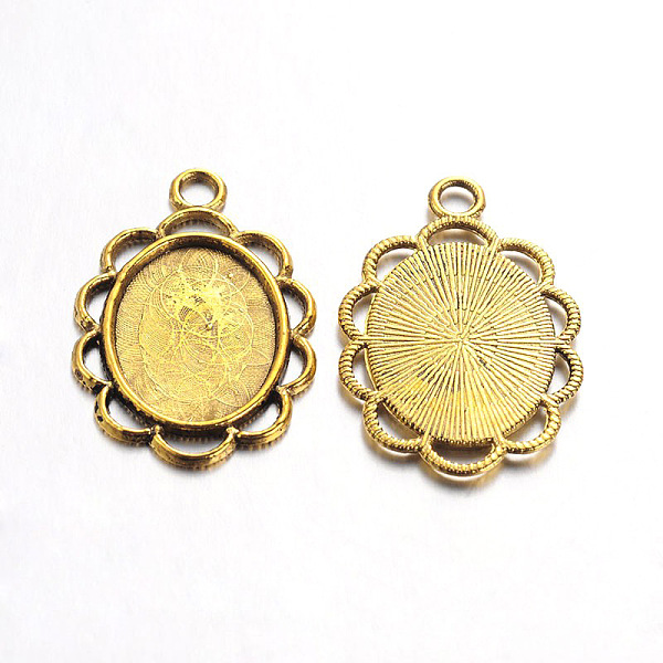 

PandaHall Tibetan Style Alloy Pendant Cabochon Settings, Cadmium Free & Lead Free, Oval, Antique Golden, Tray: 13.5x17.5mm, 29x20x2mm, Hole...