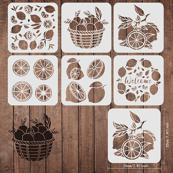 

PandaHall FINGERINSPIRE 6pcs Summer Lemon Stencils, 20x20cm, Lemon Painting Stencils for Farmhouse, Lemon Manor Welcome Template for...