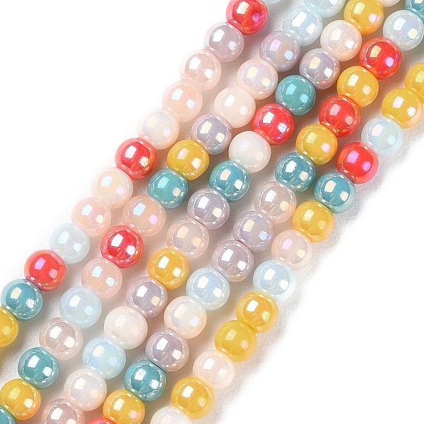 

PandaHall Opaque Electroplate Glass Beads Strands, AB Color Plated, Round, Colorful, 4~4.5mm, Hole: 0.9mm, about 100pcs/strand, 14.96''...