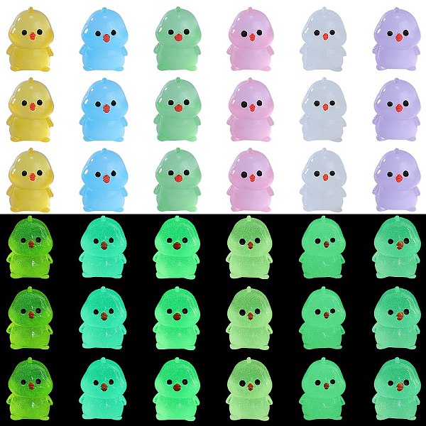 

PandaHall 36Pcs 6 Colors Chick Luminous Resin Display Decorations, Glow in the Dark, for Car or Home Office Desktop Ornaments, Mixed Color..., Multicolor