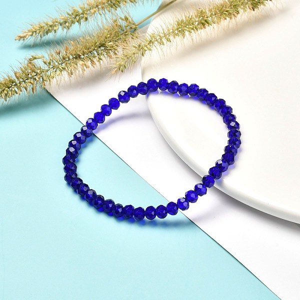 

PandaHall Faceted Glass Rondelle Beads Stretch Bracelet for Kid, Transparent Glass Bracelet, Blue, 4x3.5mm, Inner Diameter: 1-7/8 inch...