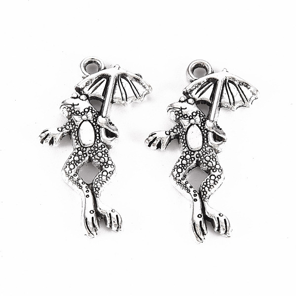 

PandaHall Tibetan Style Alloy Pendants, Lead Free & Cadmium Free, Frog, Antique Silver, 26x15x2mm, Hole: 1.6mm, about 330cs/500g Alloy Frog