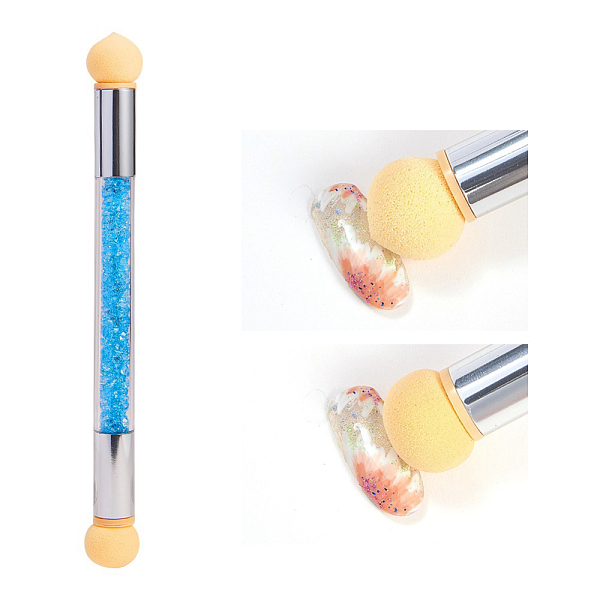 PandaHall Double-ended/Dual End Sponge Head & Acrylic Handle Nail Pen, Nail Art Gradient Shading Brush, Manicure Tools, with 4pcs Replace...