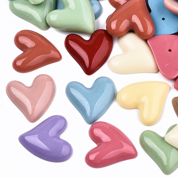

PandaHall Opaque Resin Beads, Half Drilled, Heart, Mixed Color, 26x26x6mm, Hole: 1.2mm Resin Heart Multicolor