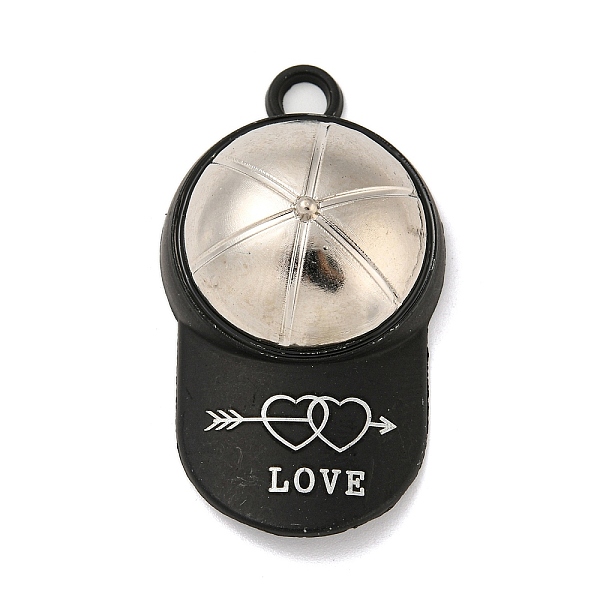 

PandaHall Spray Painted Alloy Pendants, Hat for Valentine's Day, Black, 43x24x12mm, Hole: 3.5mm Alloy Hat Black
