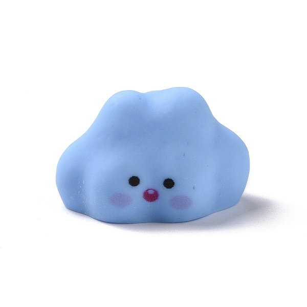 

PandaHall Cute Opaque Resin Cabochons, Cloud with Face Pattern, Light Sky Blue, 21x27x17mm Resin Body