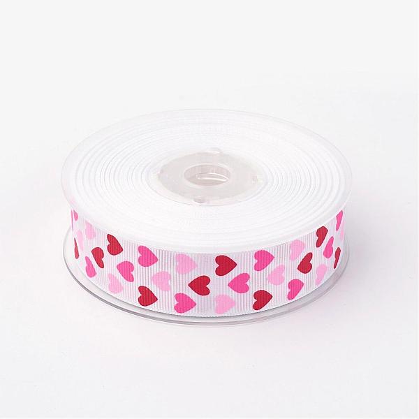 

PandaHall Polyester Grosgrain Ribbon, with Heart Printed, White, 1 inch(25mm), about 100yards/roll(91.44m/roll) Polyester Heart White