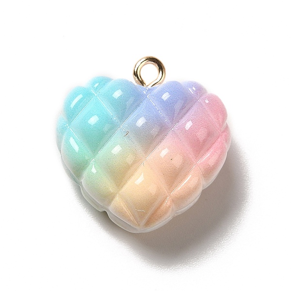

PandaHall Rainbow Color Opaque Resin Pendants, Rhombus Heart Charms, with Golden Tone Iron Loops, Colorful, 21x20x10.5mm, Hole: 2mm...