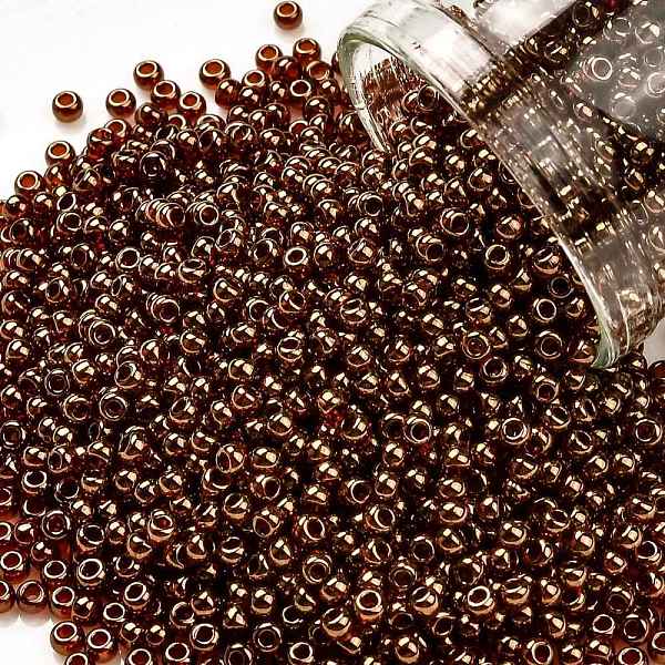 

PandaHall TOHO Round Seed Beads, Japanese Seed Beads, (329) Gold Luster African Sunset, 11/0, 2.2mm, Hole: 0.8mm, about 1110pcs/bottle..., Brown