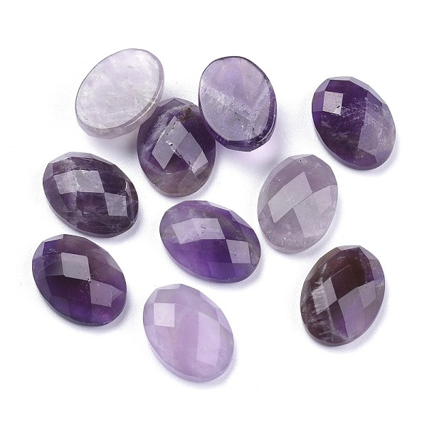 

PandaHall Natural Amethyst Cabochons, Faceted, Oval, 18x13x6mm Amethyst Oval