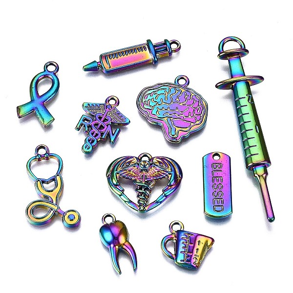 

PandaHall Rainbow Color Alloy Pendants, Cadmium Free & Nickel Free & Lead Free, Hospital Theme Mixed Shapes, 30x8.5x3mm, Hole: 1.8mm...