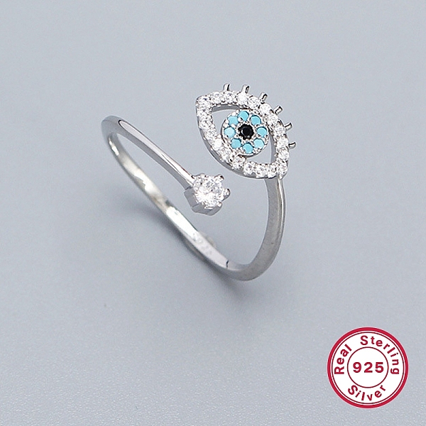 

PandaHall Cubic Zirconia Horse Eye Open Cuff Rings for Women, Rhodium Plated 925 Sterling Silver Jewelry, Platinum, Inner Diameter: 17mm...