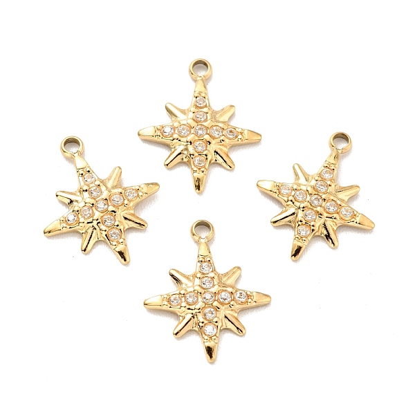 

PandaHall Ion Plating(IP) 304 Stainless Steel, with Clear Cubic Zirconia, Star, Golden, 12x10x1.5mm, Hole: 1.2mm Stainless Steel+Cubic...