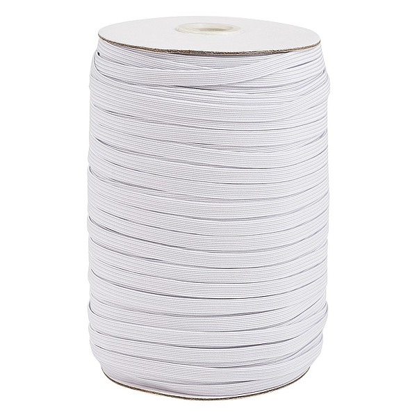 PandaHall 3/8 inch Flat Braided Elastic Rope Cord, Heavy Stretch Knit Elastic with Spool, White, 10mm, about 90~100yards/roll(300 feet/roll)...