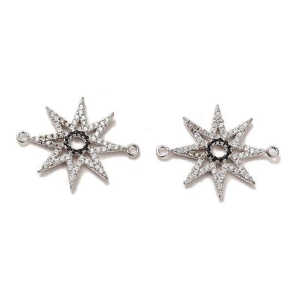

PandaHall 925 Sterling Silver Connector Charms, with Clear & Black Cubic Zirconia, Star with 925 Stamp, Real Platinum Plated...
