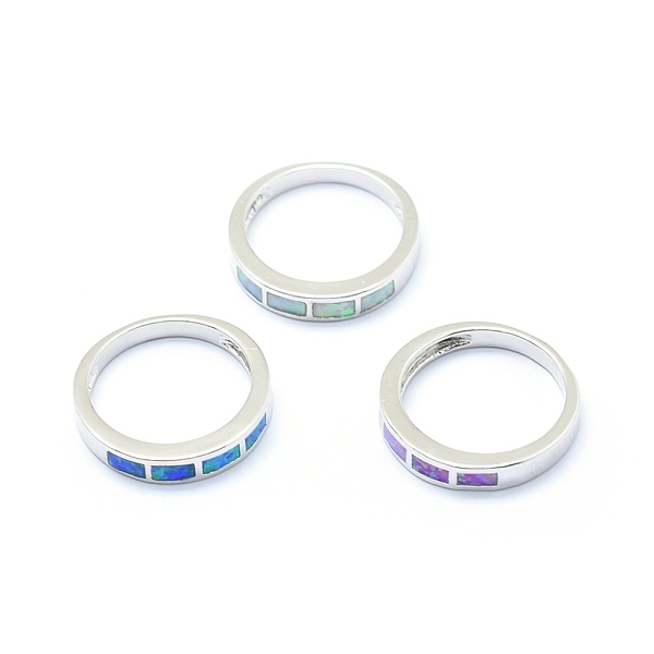 

PandaHall Synthetic Opal Finger Rings, with Brass Findings, Long-Lasting Plated, Mixed Color, Platinum, US Size 7 1/4(17.5mm) Synthetic..., Multicolor