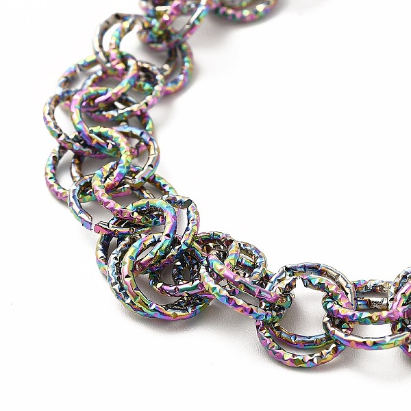 

PandaHall Ion Plating(IP) 304 Stainless Steel Chain Bracelets for Women Men, Rainbow Color, 8-1/8 inch(20.5cm) 304 Stainless Steel
