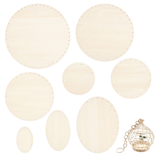 

PandaHall 8pcs Basket Bottom for Rattan, 8 Styles Round/Oval Wooden Basket Base Set Basket Cane Wicker Woven Board with 3mm Pre-Drilled...