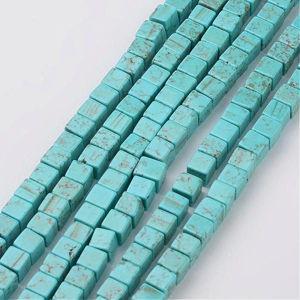 

PandaHall Natural Magnesite Bead Strands, Dyed & Heated, Cube, Dark Turquoise, 6~6.5x6~6.5x6~6.5mm, Hole: 1mm, about 67pcs/strand, 15.9 inch..., Cyan