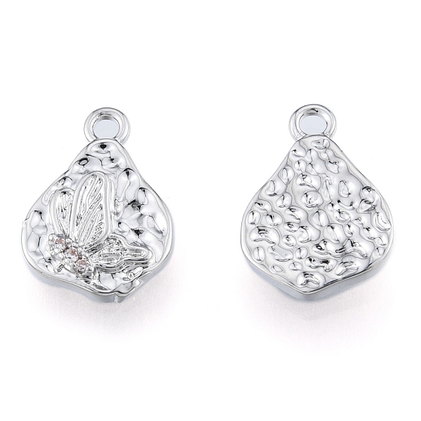 

PandaHall Brass Micro Pave Clear Cubic Zirconia Charms, Cadmium Free & Nickel Free & Lead Free, Textured, Teardrop with Butterfly, Real...