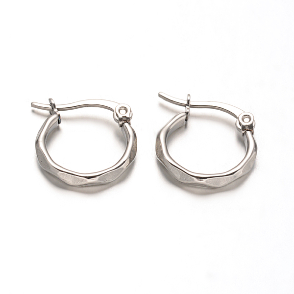 

PandaHall 304 Stainless Steel Hoop Earrings, Hypoallergenic Earrings, Fancy Cut Ring Shape, Stainless Steel Color, 16x15x2.5mm, Pin: 1mm 304...