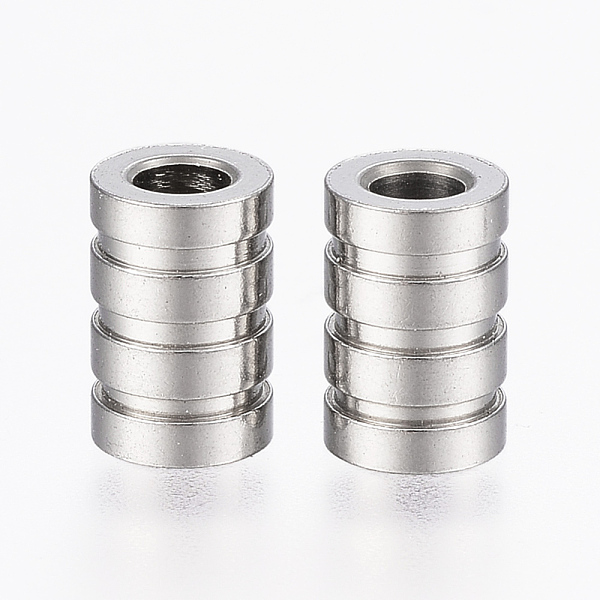 

PandaHall 304 Stainless Steel Tube Beads, Grooved, Column, Stainless Steel Color, 9x6mm, Hole: 3mm 304 Stainless Steel Column