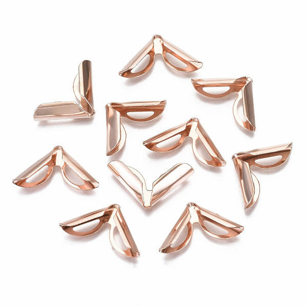 

PandaHall Book Scrapbooking Album Menu Folders Iron Corner Protectors, Rose Gold, 16x16x4.5mm Iron