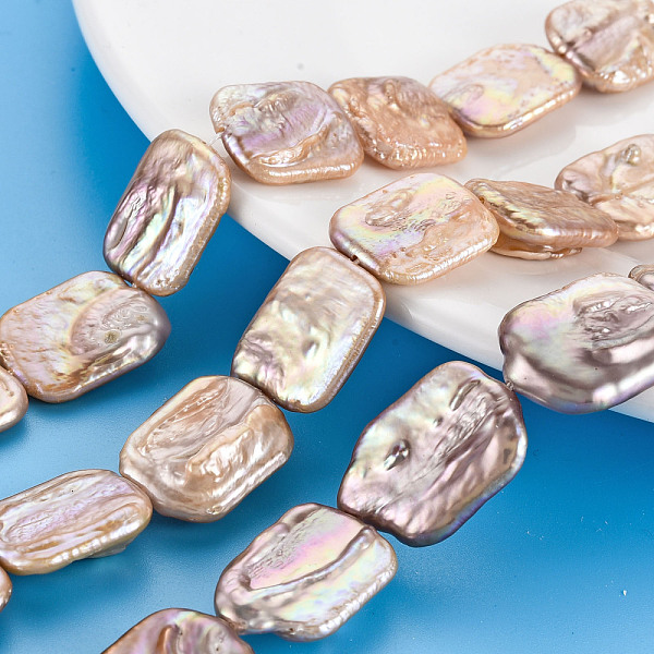 

PandaHall Natural Keshi Pearl Beads Strands, Cultured Freshwater Pearl, Rectangle, Navajo White, 16~22x13~17x3~7mm, Hole: 0.6mm, about...