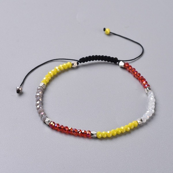 

PandaHall Electroplate Glass Braided Bead Bracelets, with Brass Beads and Nylon Thread, Red, 2-1/8 inch~3-3/8 inch(5.5~8.5cm) Glass Red