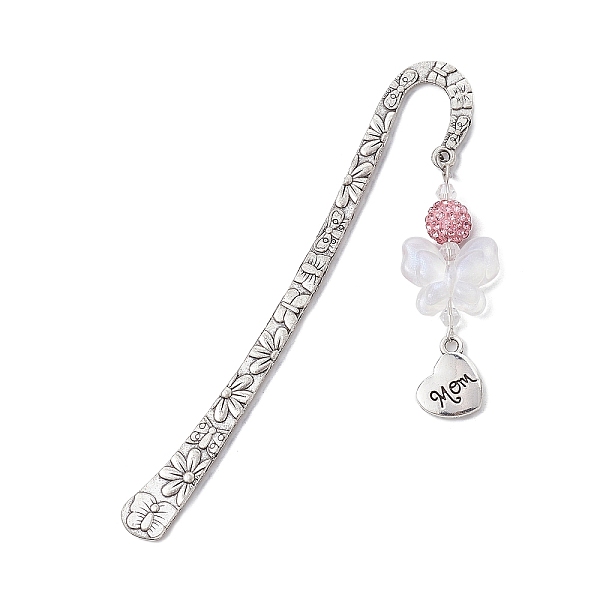 

PandaHall Mother's Day Theme Alloy Heart Pendant Bookmarks with Acrylic Butterfly, Flower Pattern Hook Bookmarks, Antique Silver...