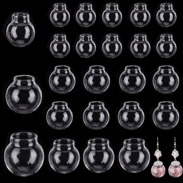 

PandaHall 30Pcs 3 Style Transparent Lamp Shade, Clear, Clear, 21.5~30x20~30mm, 10pcs/style Glass Round Clear
