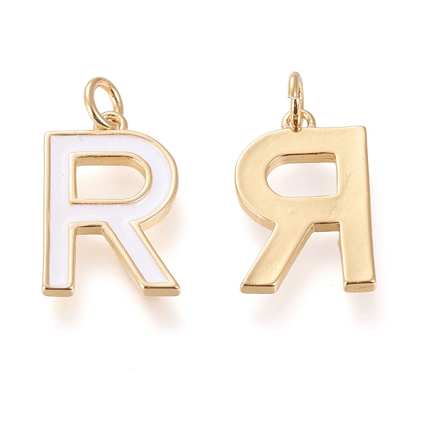 

PandaHall Brass Enamel Pendants, with Jump Ring, Long-Lasting Plated, Real 18K Gold Plated, Letter.R, White, Letter.R, R: 18x11.5x1.8mm...