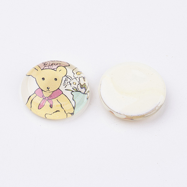 PandaHall Tempered Glass Cabochons, Half Round/Dome, Colorful, Size: about 22mm in diameter, 6mm thick Glass Half Round