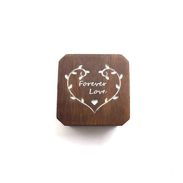 

PandaHall Carved Heart Walnut Wood Single Ring Storage Boxes, with Magnetic Clasps, Square Ring Gift Case for Valentine's Day, Silver...